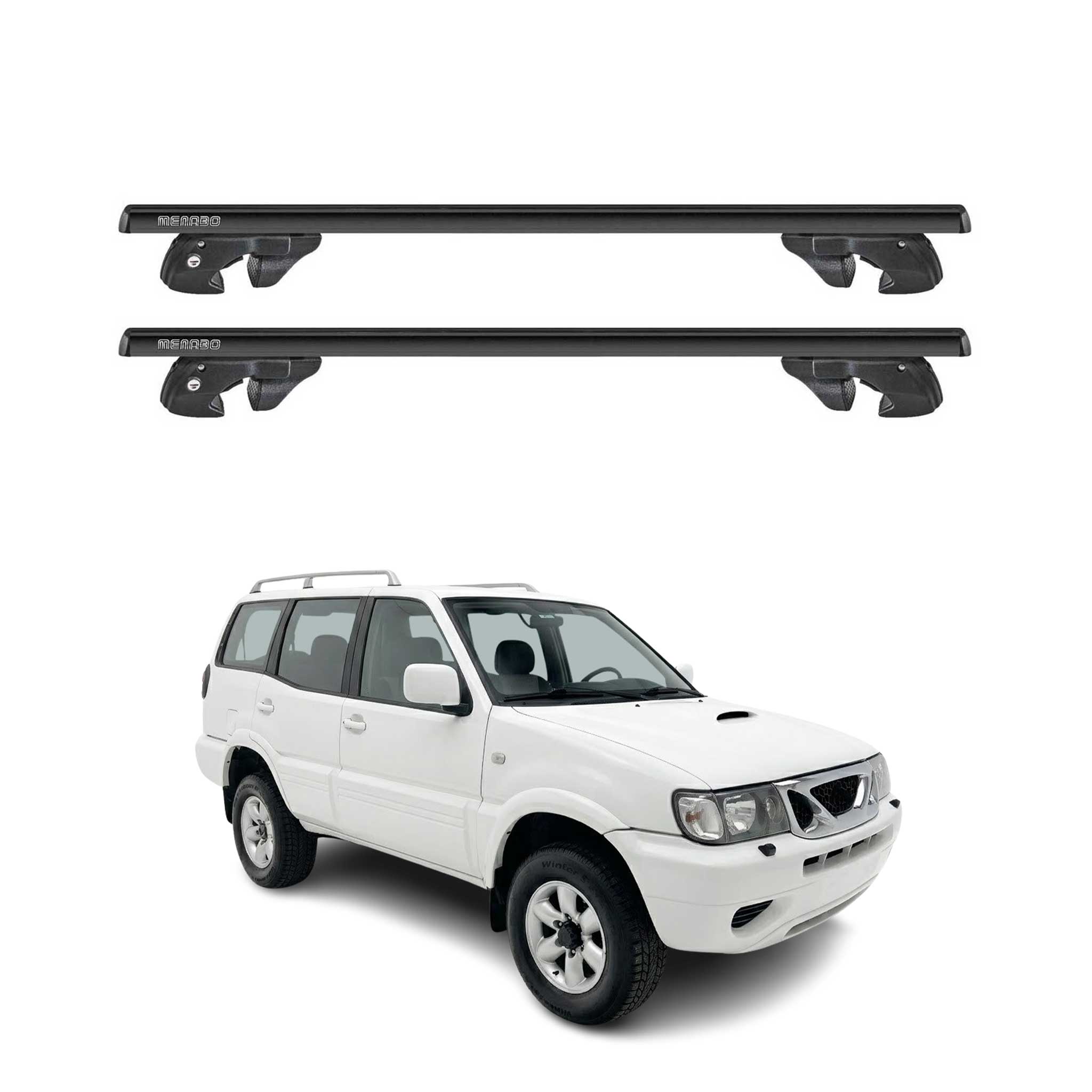 Dachträger Grundtäger für Nissan Terrano II R20 1993-2005 Alu TÜV Schwarz 2tlg