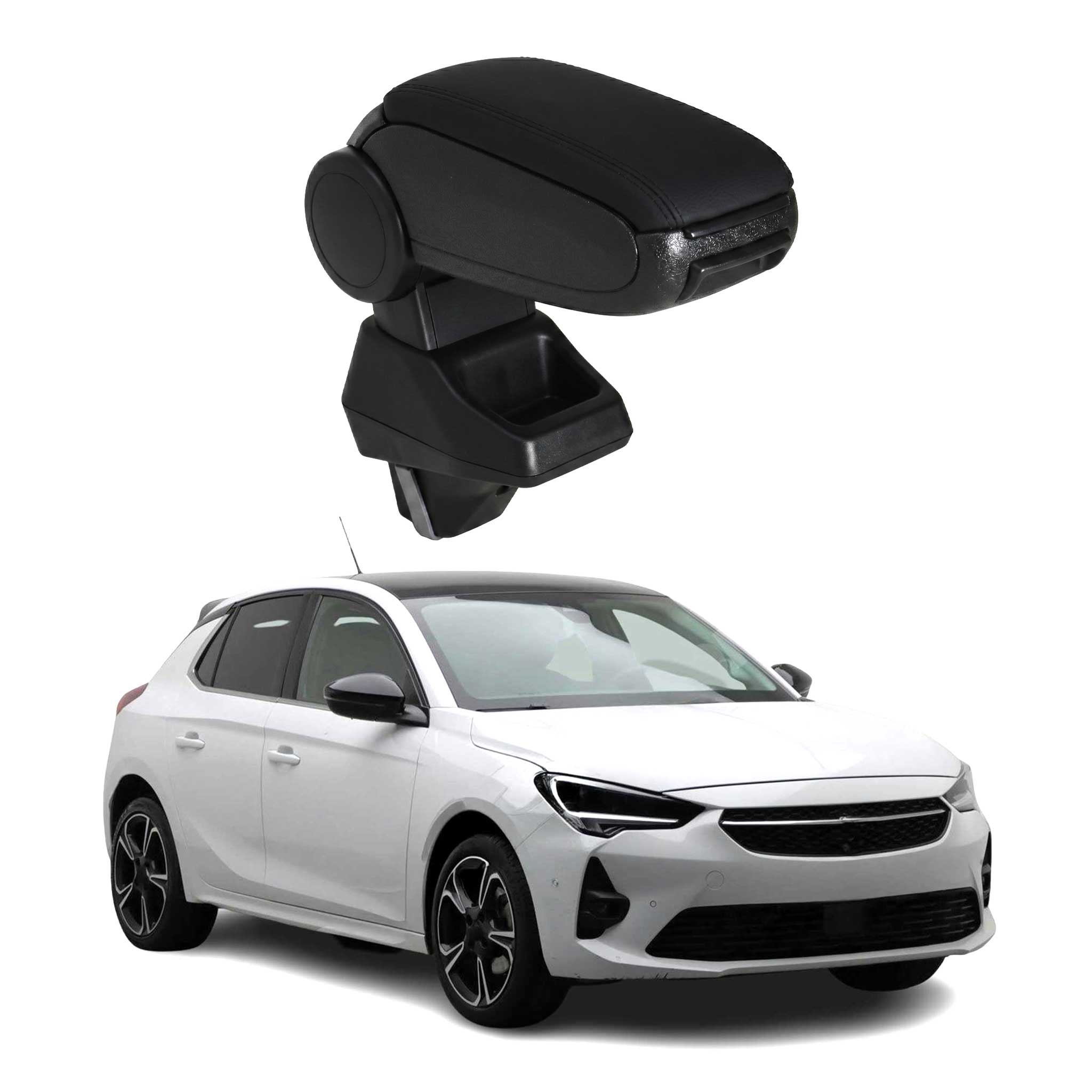 Mittelarmlehne Armlehne für Opel Corsa F 2019-2022 Pre-FL PU-Leder ABS Schwarz