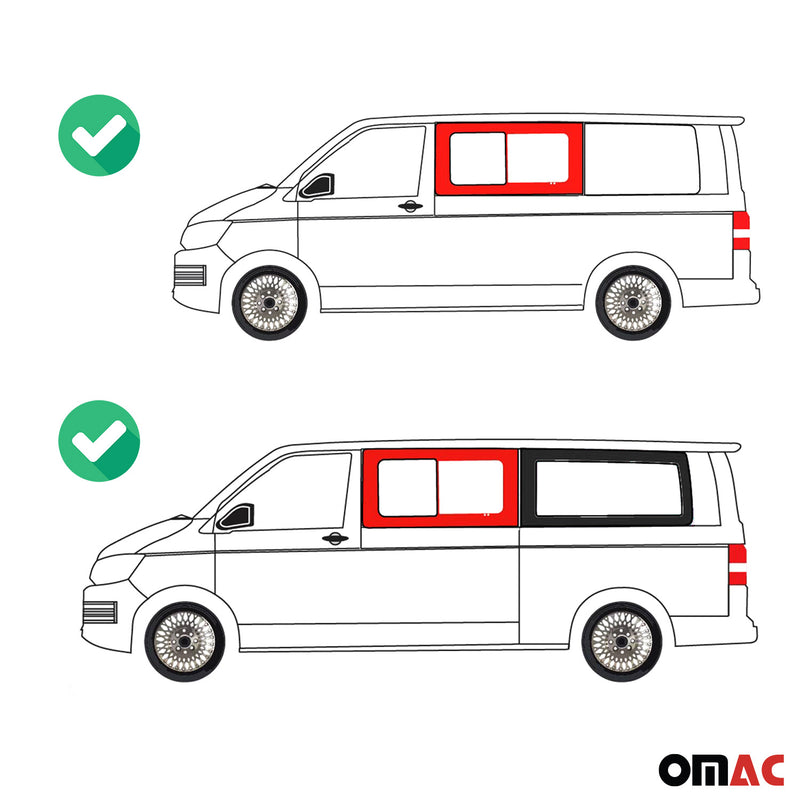 Auto Seitenfenster Schiebefenster für VW T6 T6.1 2015-2024 Links Schwarz L1 L2