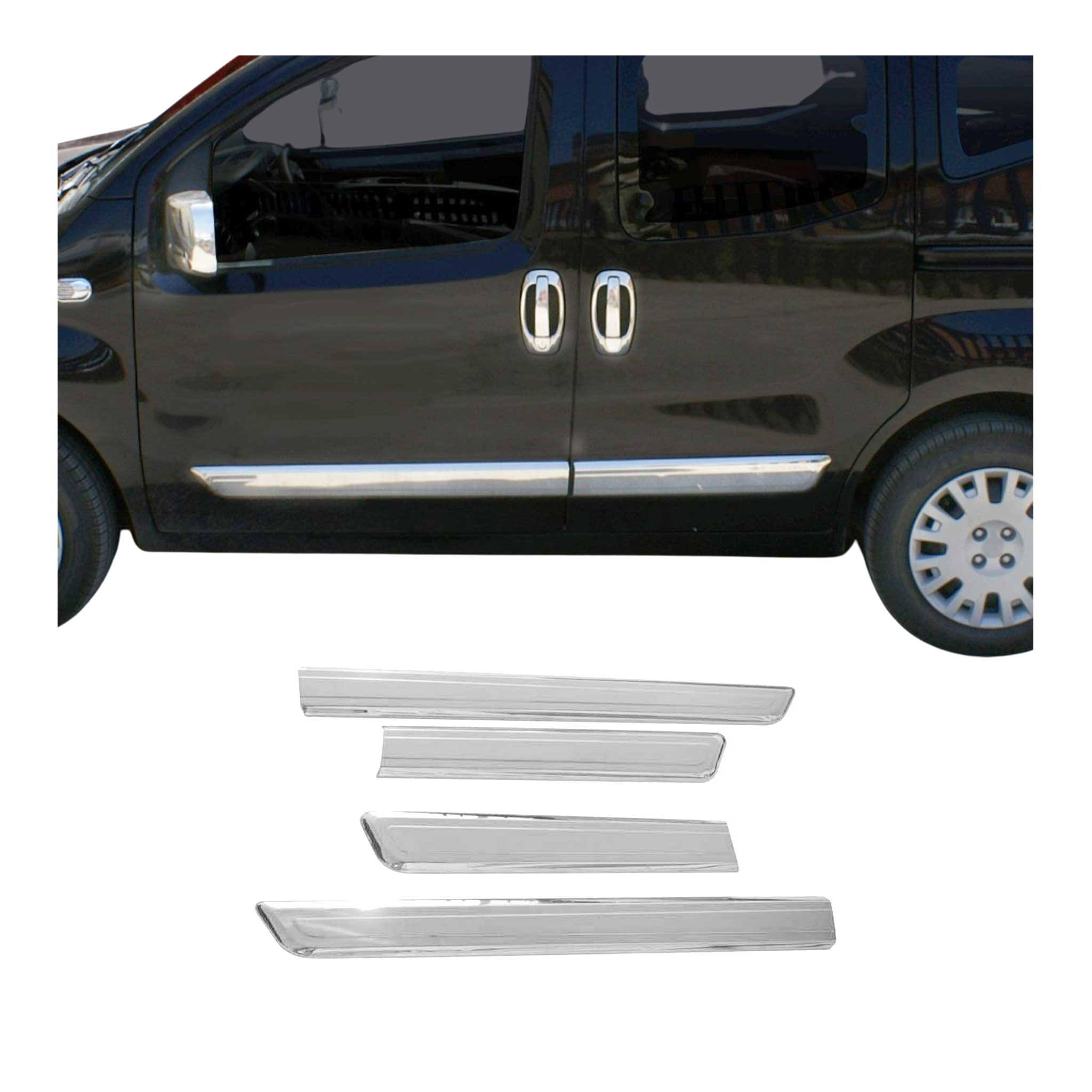 Seitentürleiste Türleisten Türschutzleiste für Fiat Fiorino 2007-2021 Chrom 4x