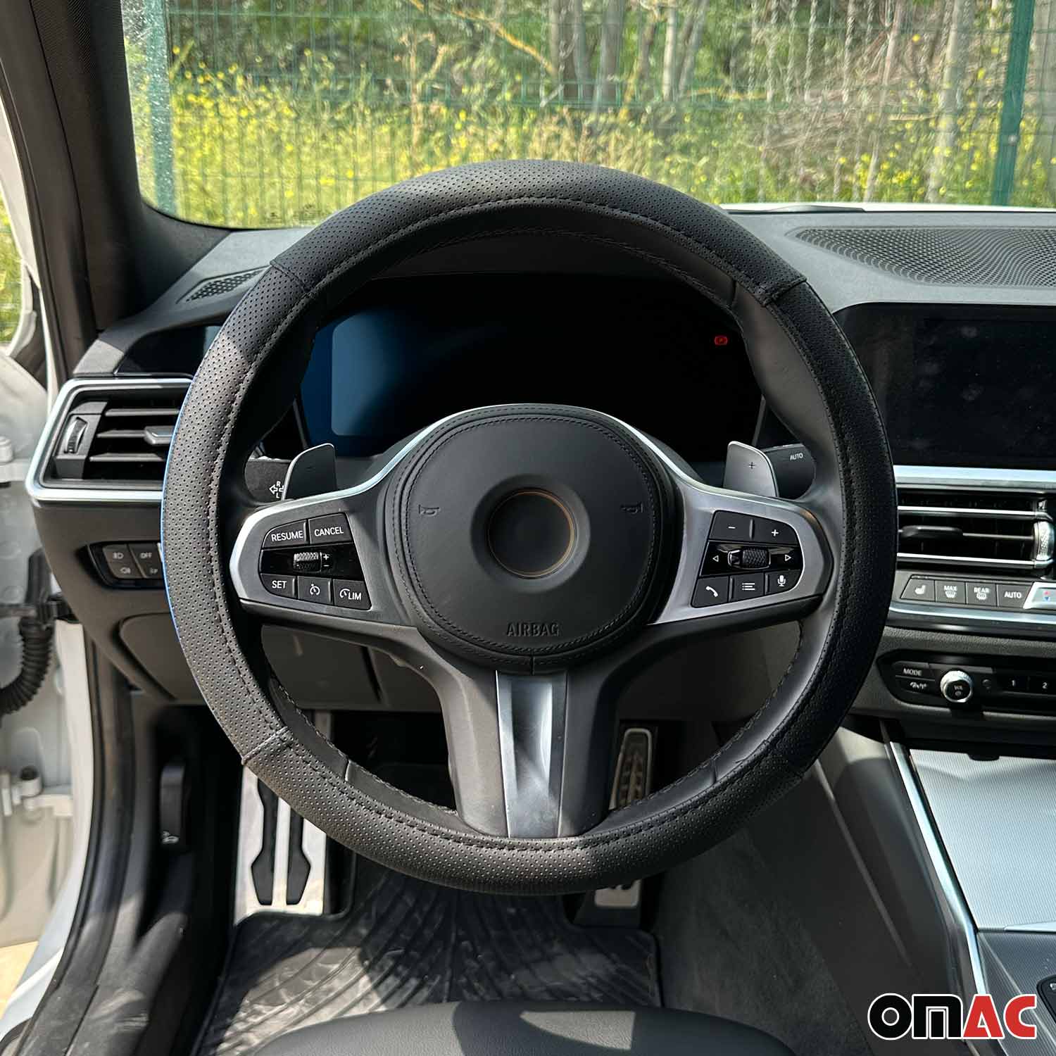 Lenkradbezug Lenkradschoner Lenkrad abdeckung Schwarz Halbmond Blau Ø 38-40 cm