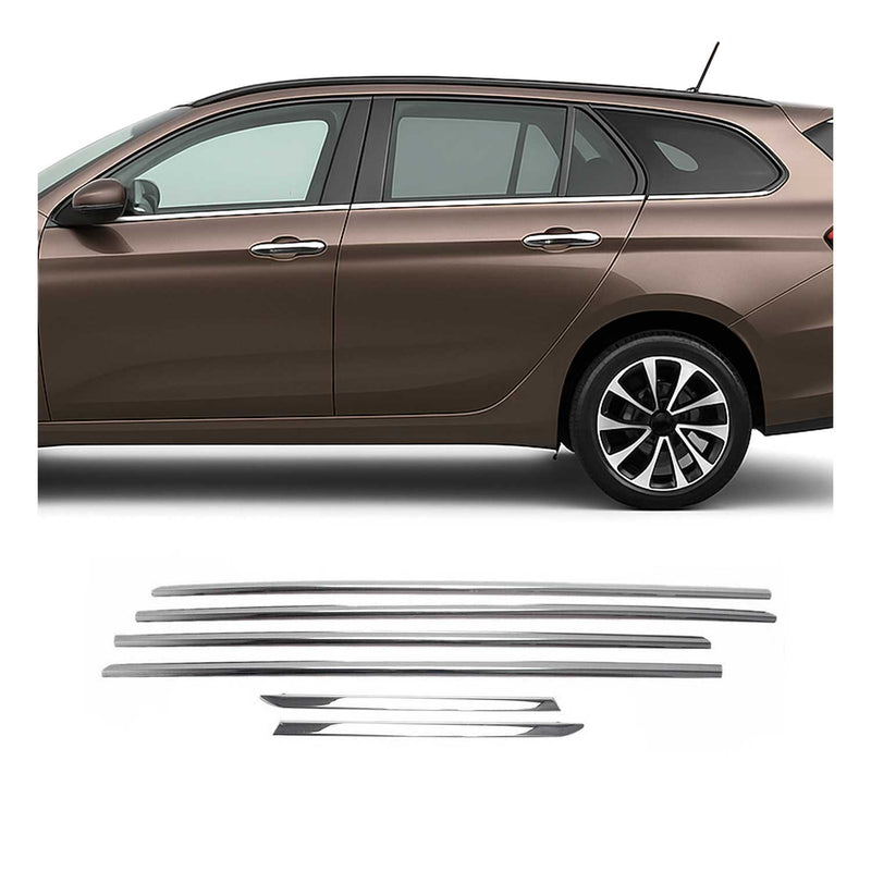 Fensterleisten Zierleisten für Fiat Tipo Kombi 2015-2025 Edelstahl Chrom 6tlg