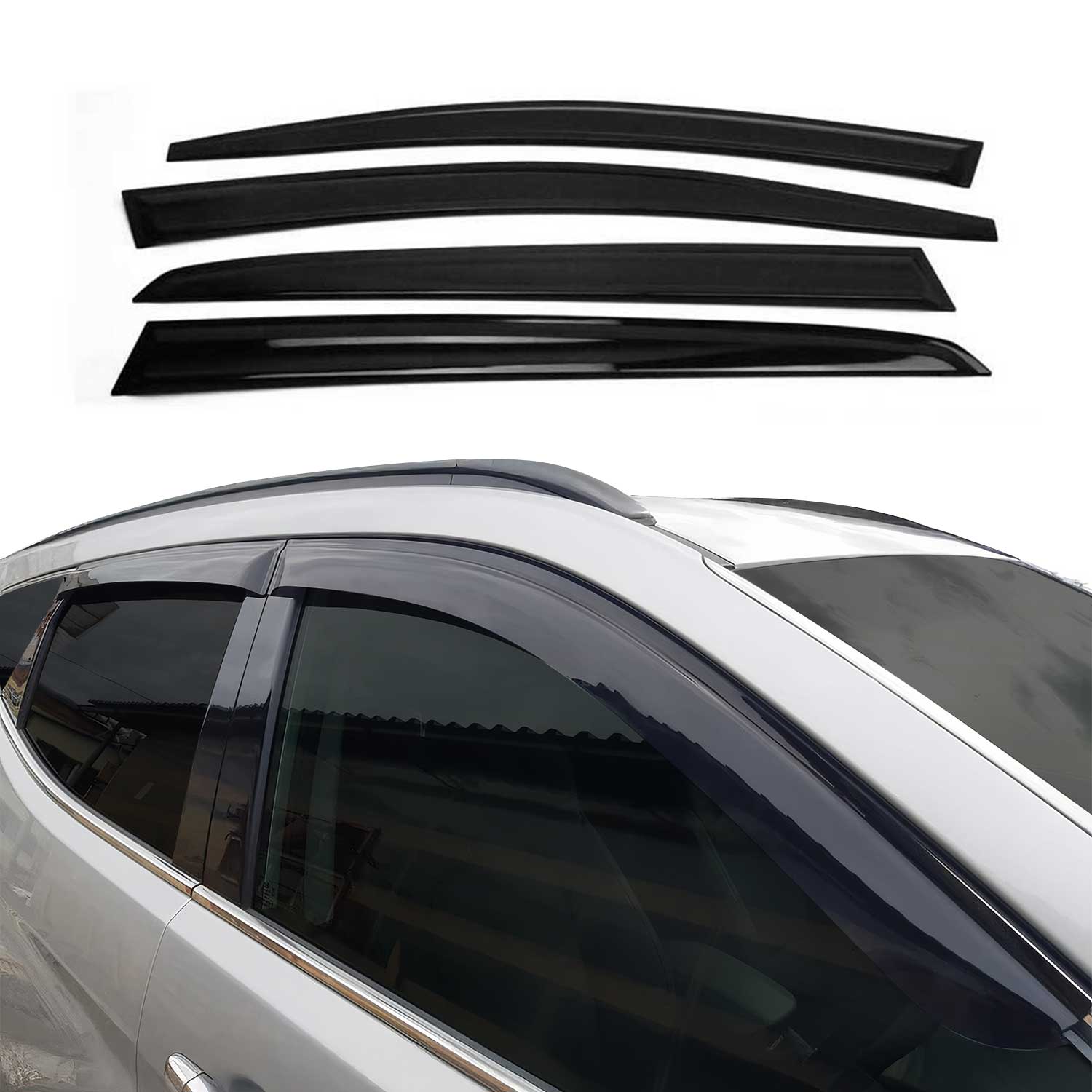 4x Windabweiser Regenabweiser für Nissan Juke 2010-2019 Acryl Dunkel