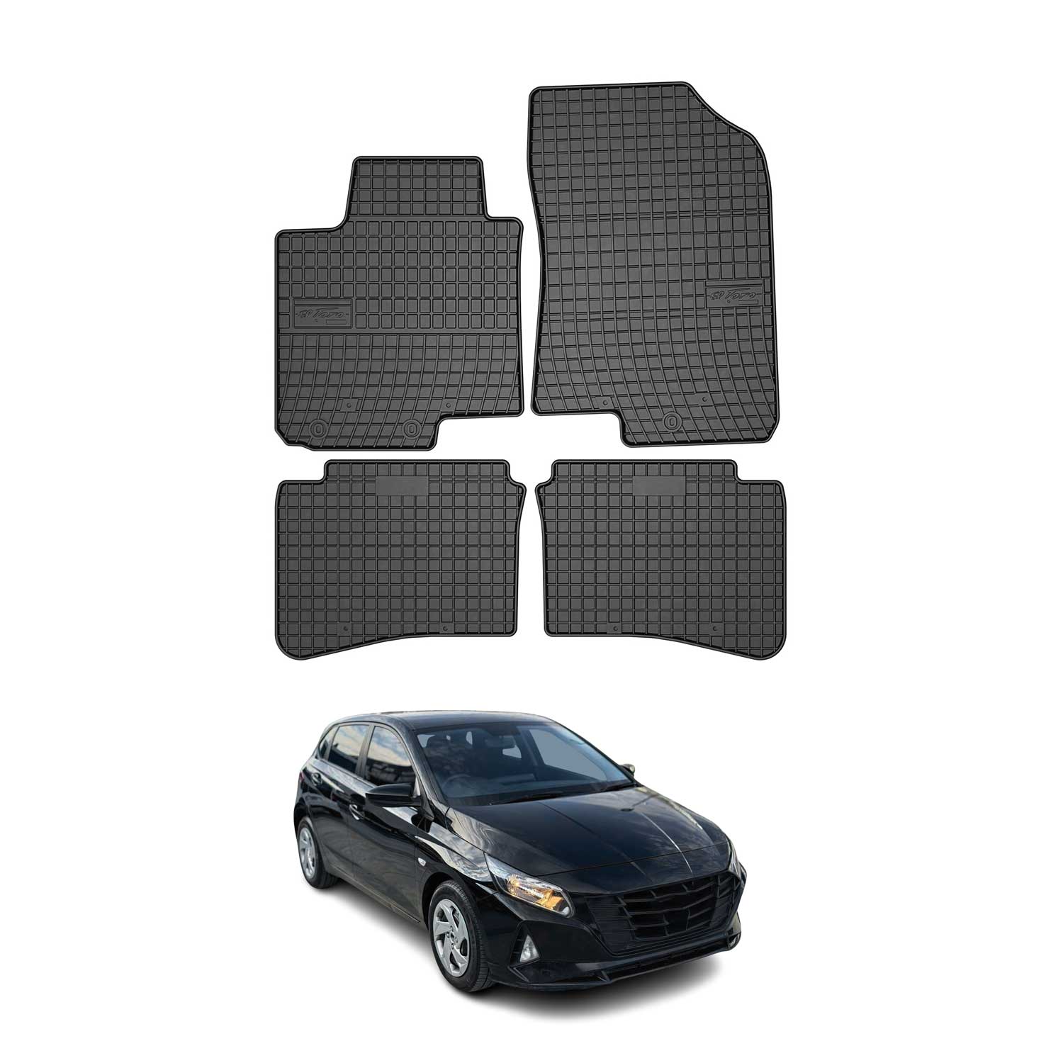 OMAC Gummi Fußmatten für Hyundai i20 2014-2020 Automatten Gummi Schwarz 4tlg