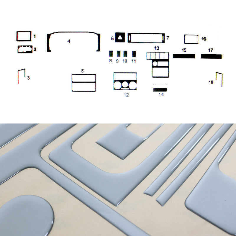 Innenraum Dekor Cockpit für VW Transporter T4 1990-2003 Aluminium Optik 20tlg