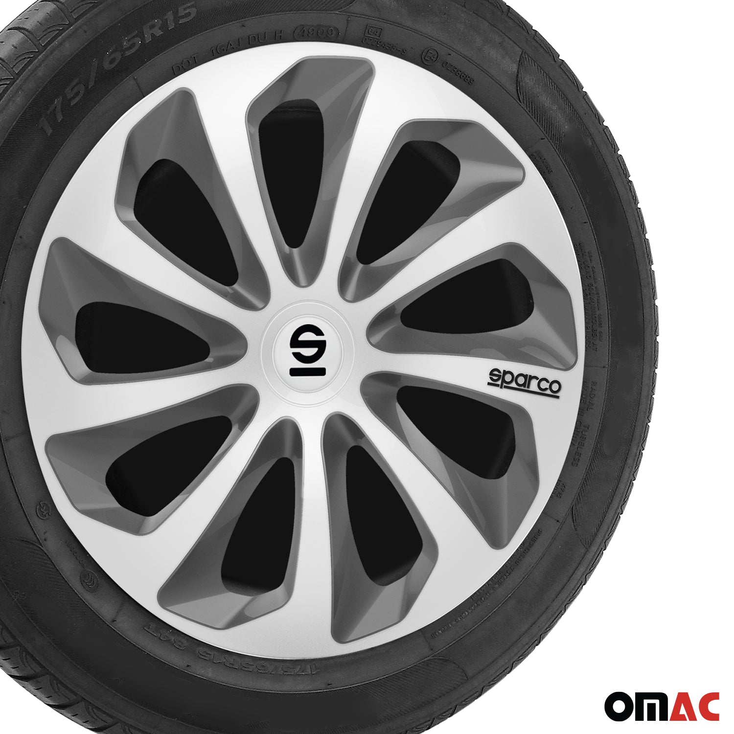 Radkappen Radzierblenden Sparco Sicilia 16" Zoll Abdeckung Set Silber Grau 4x