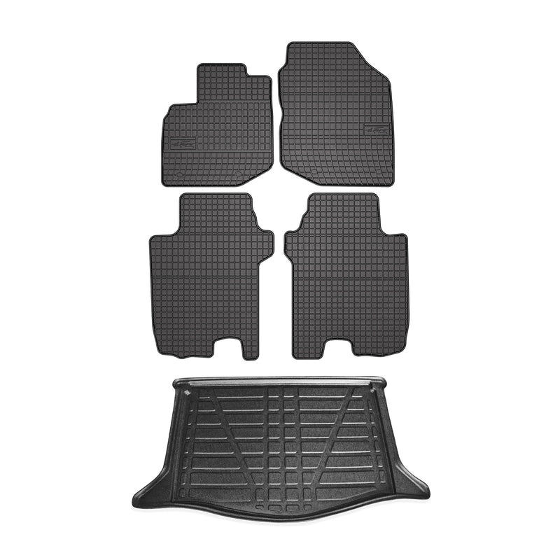 Fußmatten & Kofferraumwanne Set für Honda Jazz 2008-2015 Gummi TPE Schwarz 5x