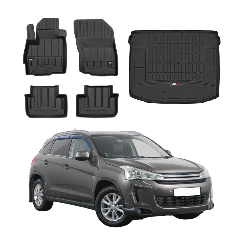 OMAC Fußmatten & Kofferraumwanne Set für Citroen C4 Aircross 2012-2017 Gummi 5x