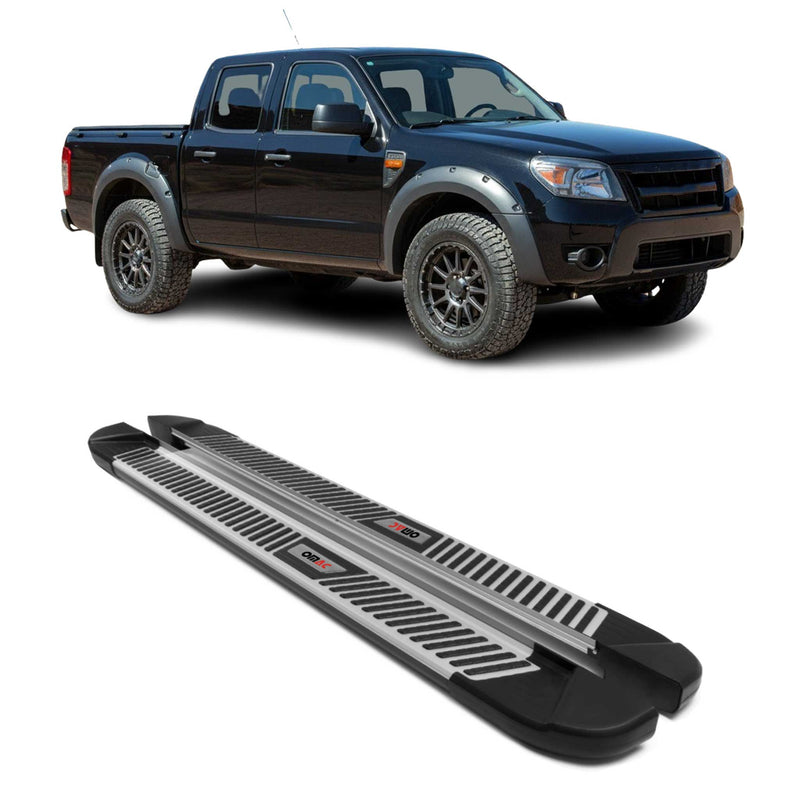 Trittbretter Seitenbretter für Ford Ranger Double Cab 2007-2012 Alu Schwarz