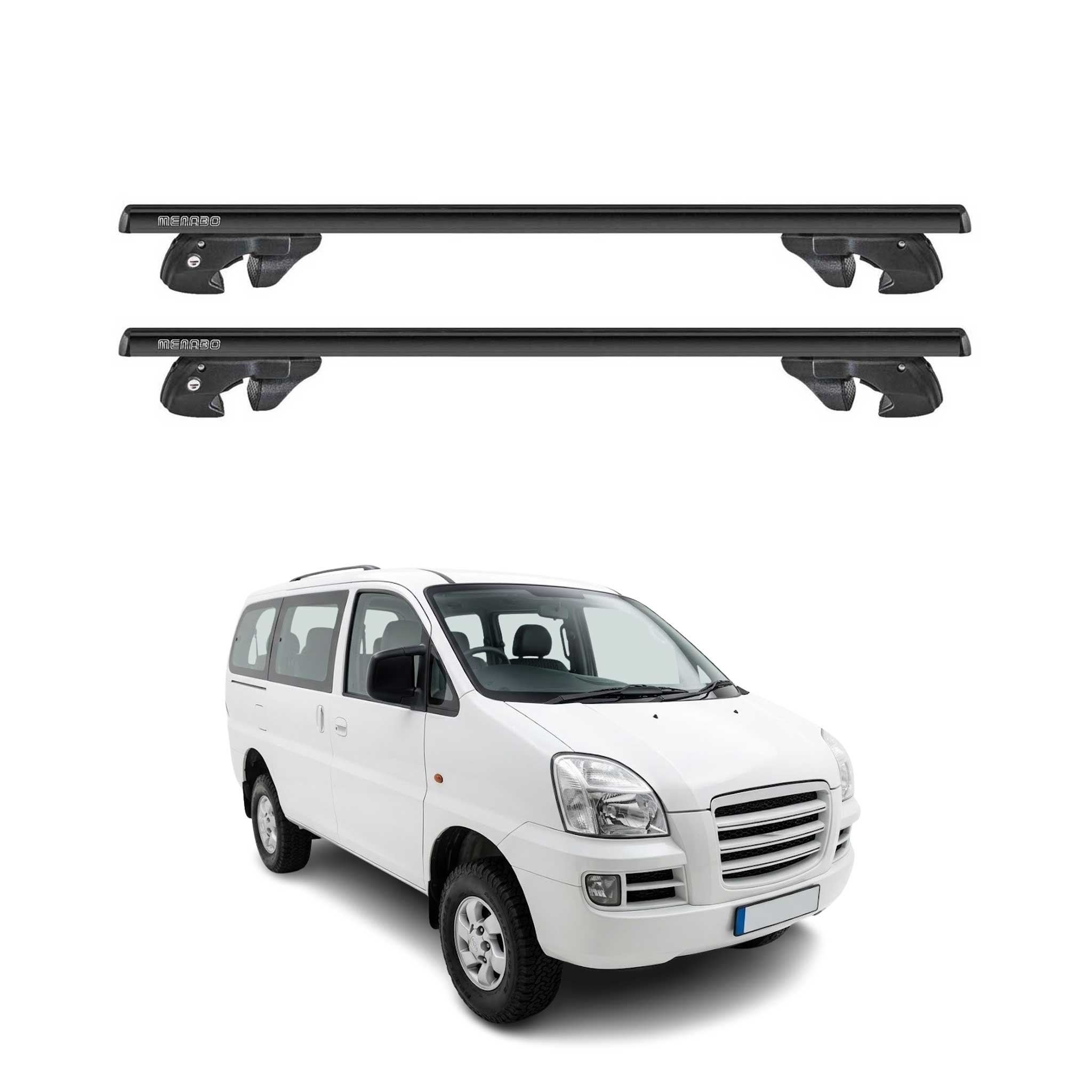 Dachträger Grundtäger für Hyundai H-1 Starex I 1997-2007 Alu 90kg TÜV Schwarz 2x
