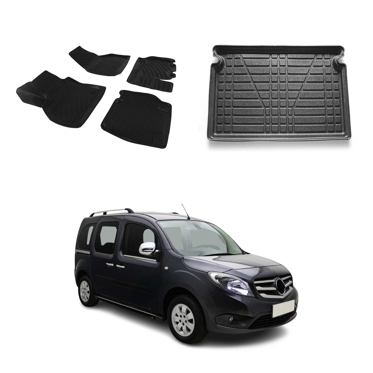 OMAC Fußmatten & Kofferraumwanne Set für Mercedes Citan 2013-2021
