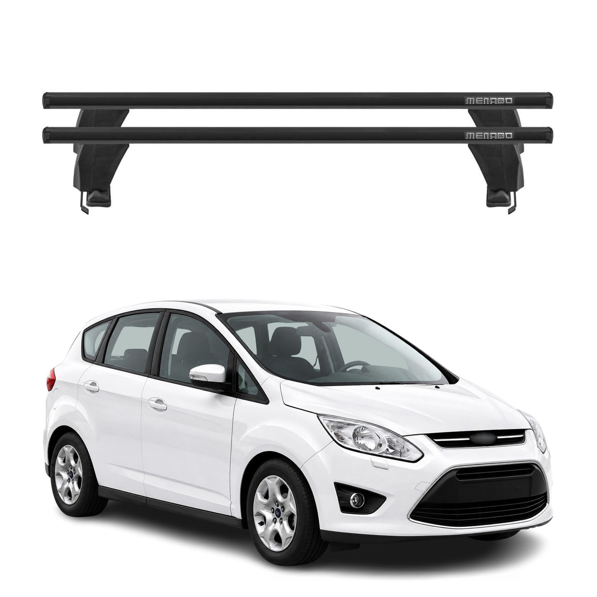 Menabo Dachträger Grundtäger für Ford C-Max 2010-2019 50kg Alu Schwarz 2 tlg