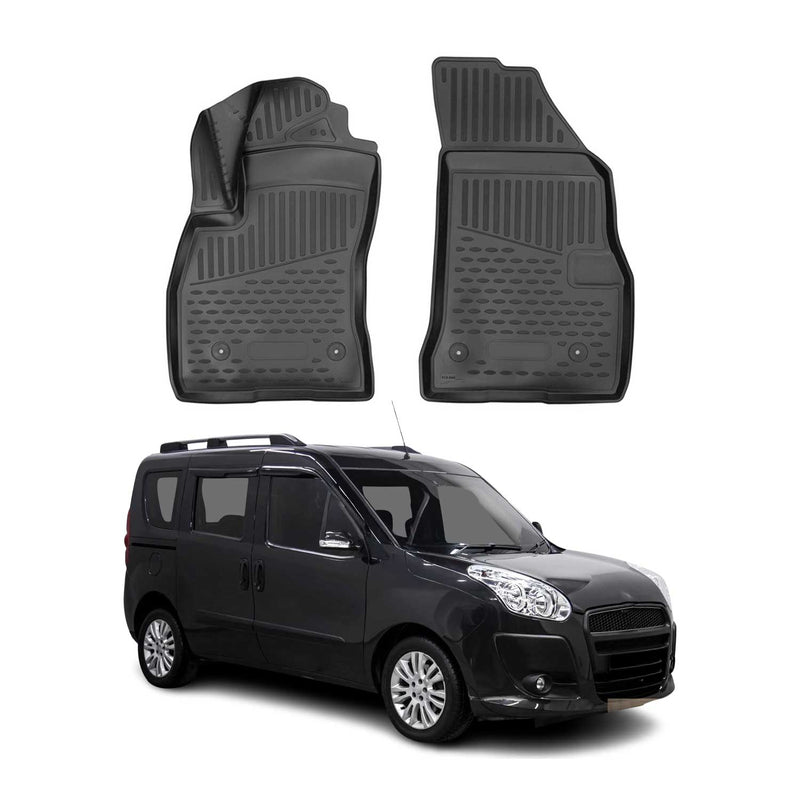 OMAC Gummimatten Fußmatten für Fiat Doblo Maxi 2015-2021 TPE Matten Schwarz 2x