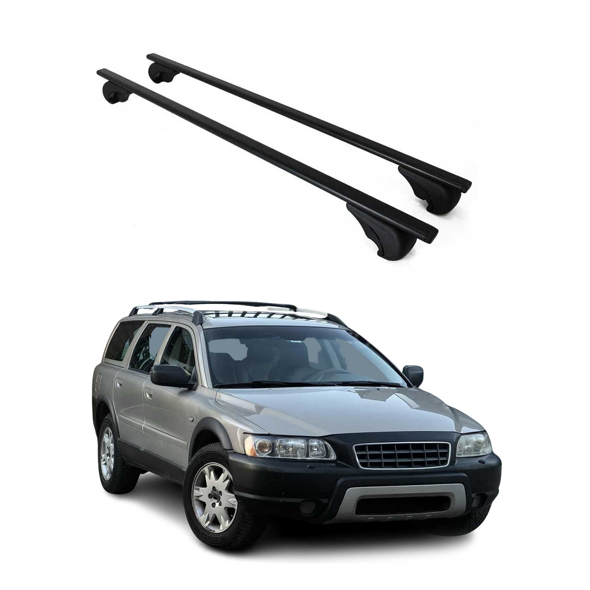 Dachträger Grundtäger für Volvo XC70 mk2 2000-2007 75kg Metall Schwarz 2 tlg