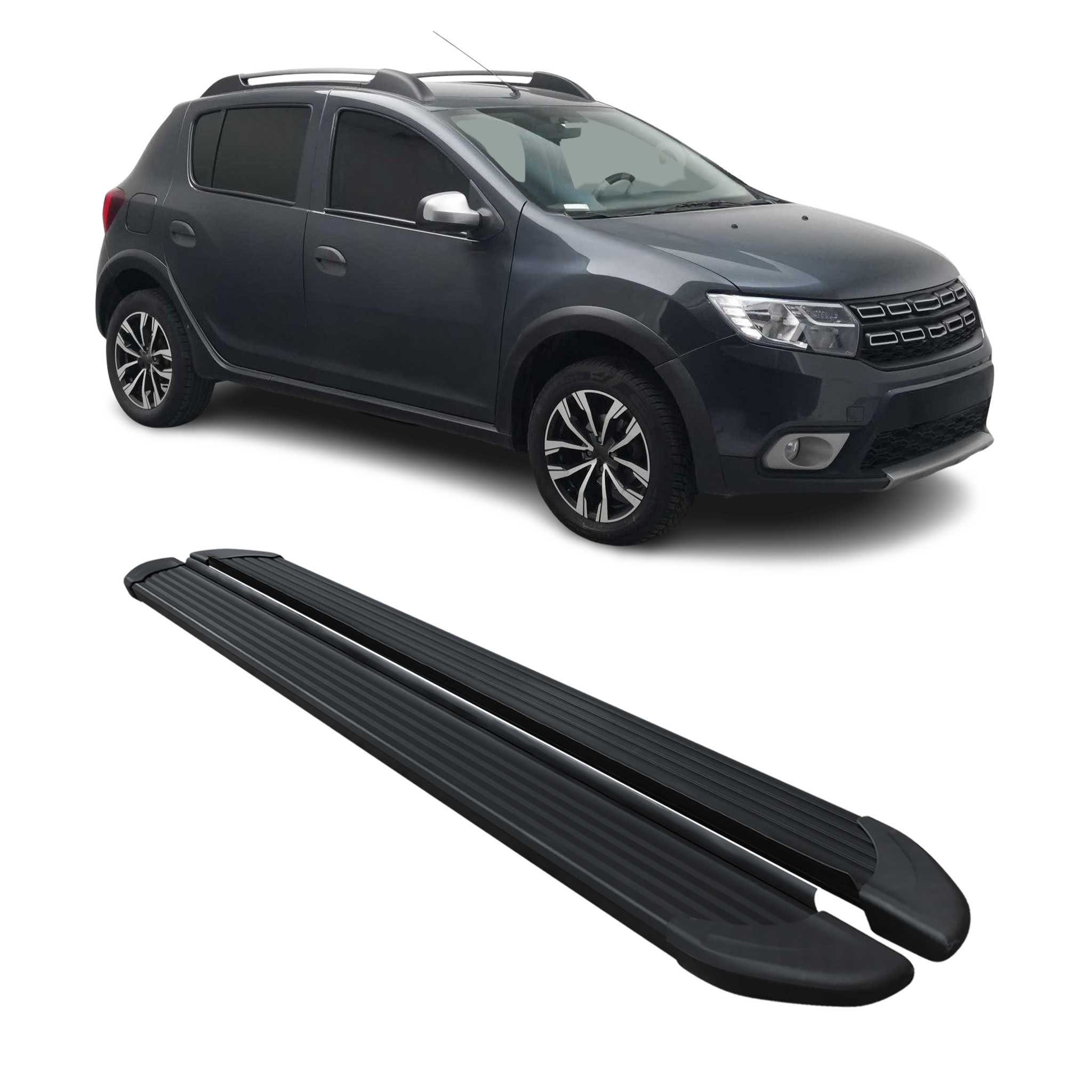 Seitenschweller Trittbretter für Dacia Sandero Stepway 2021-2026 Schwarz Alu