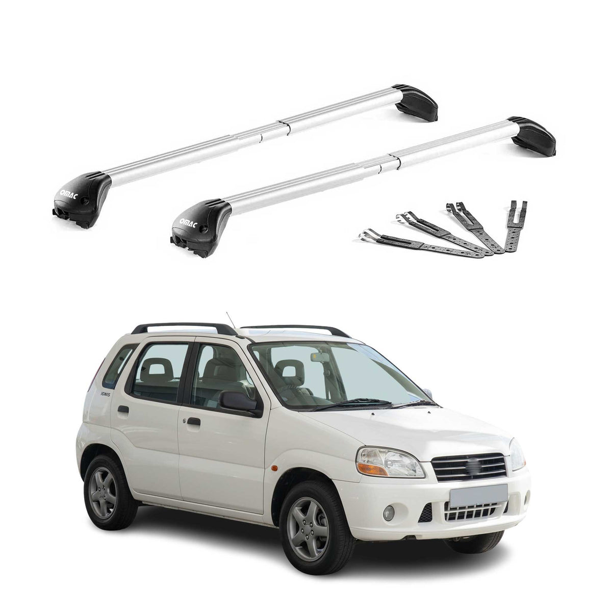 Dachträger Grundtäger für Suzuki Ignis I 2000-2006 100kg Aluminium Grau 2x ABE