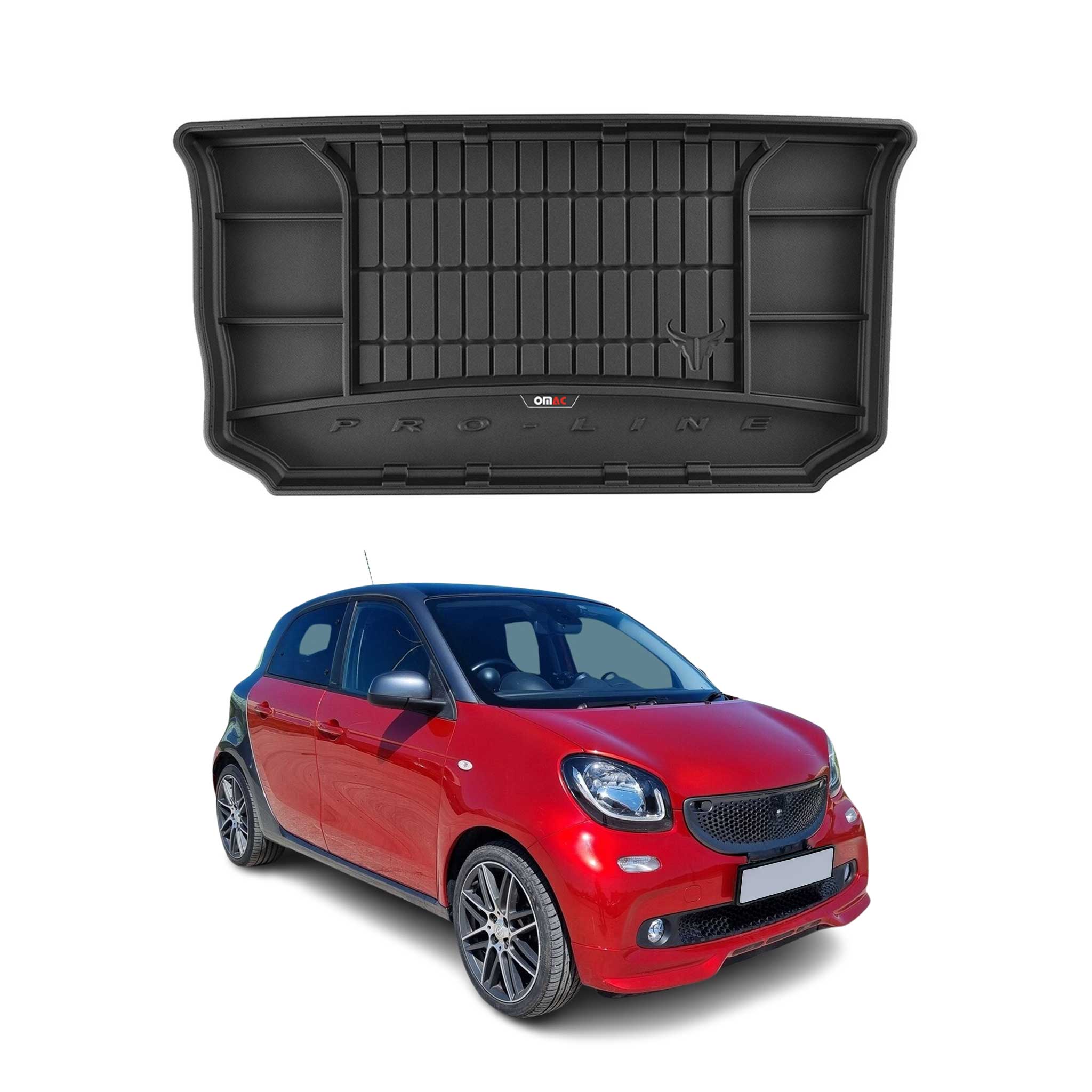 OMAC Gummi Kofferraumwanne für Smart Forfour 2015-2018 TPE Laderaumwanne Schwarz