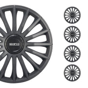 Radkappen Radzierblenden Sparco Treviso 14" Zoll Auto Abdeckung Set Grau 4x