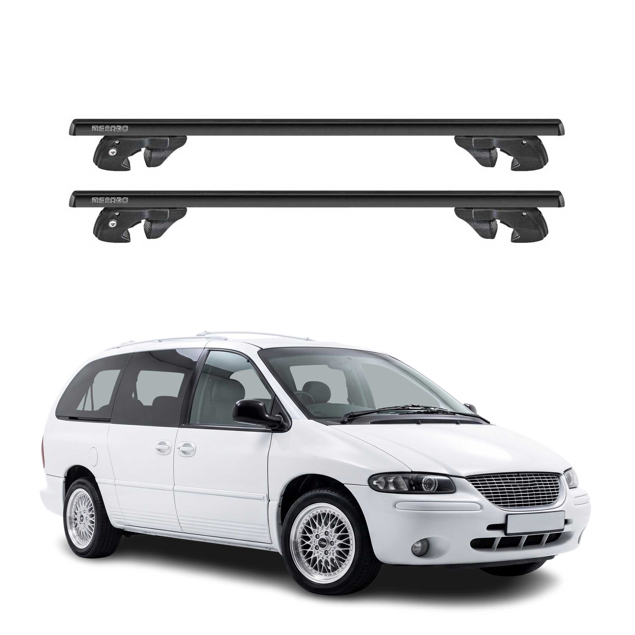 Dachträger Grundtäger für Chrysler Town & Country 1996-2000 Alu TÜV Schwarz 2tlg
