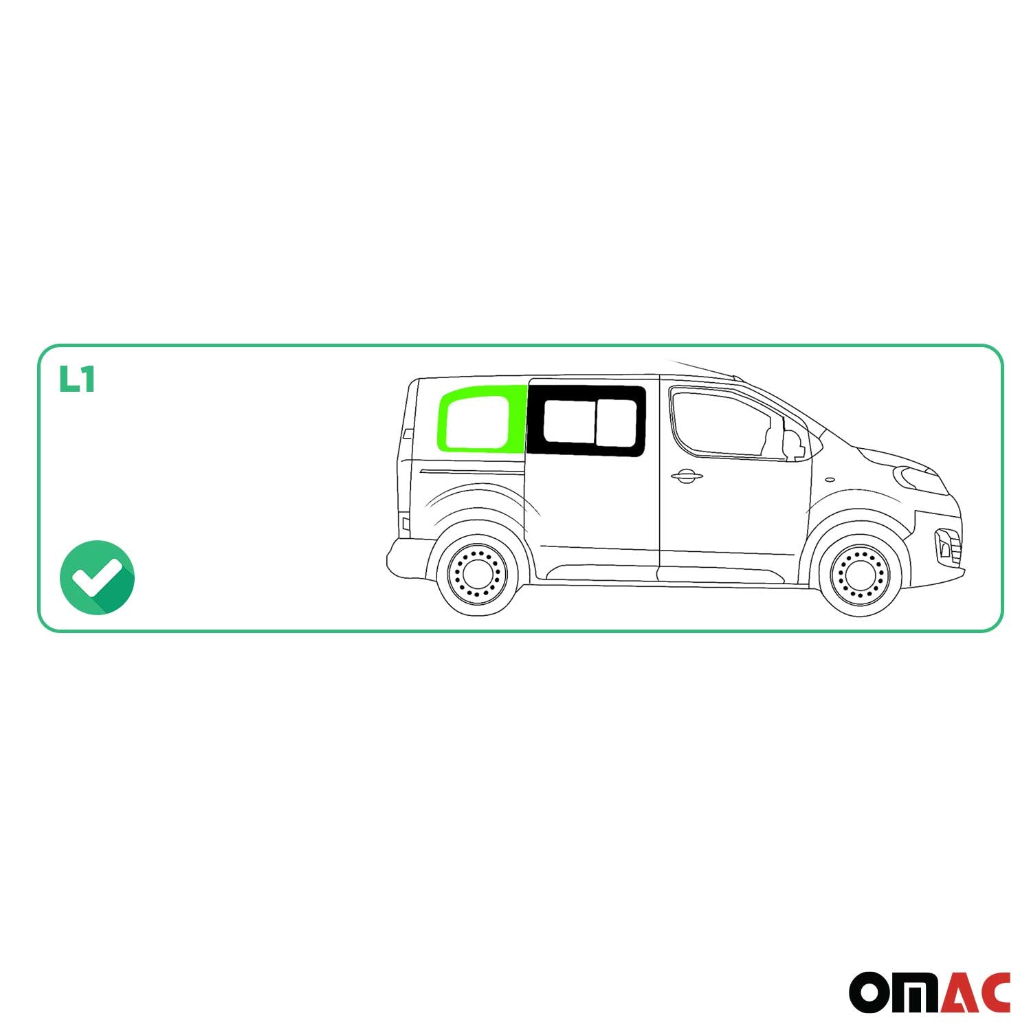 Seitenfenster Auto Fenster für Citroen Jumpy 2017-2025 Schwarz Rechts L1