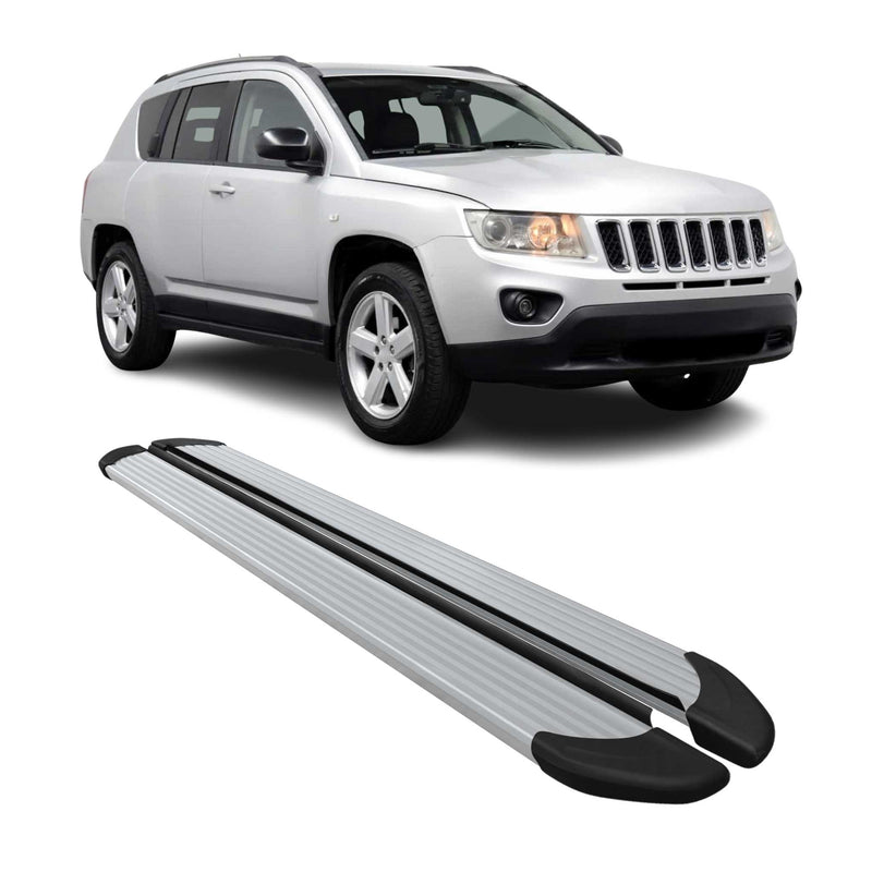 Seitenschweller Trittbretter Schweller für Jeep Compass 2011-2016 Aluminium Grau