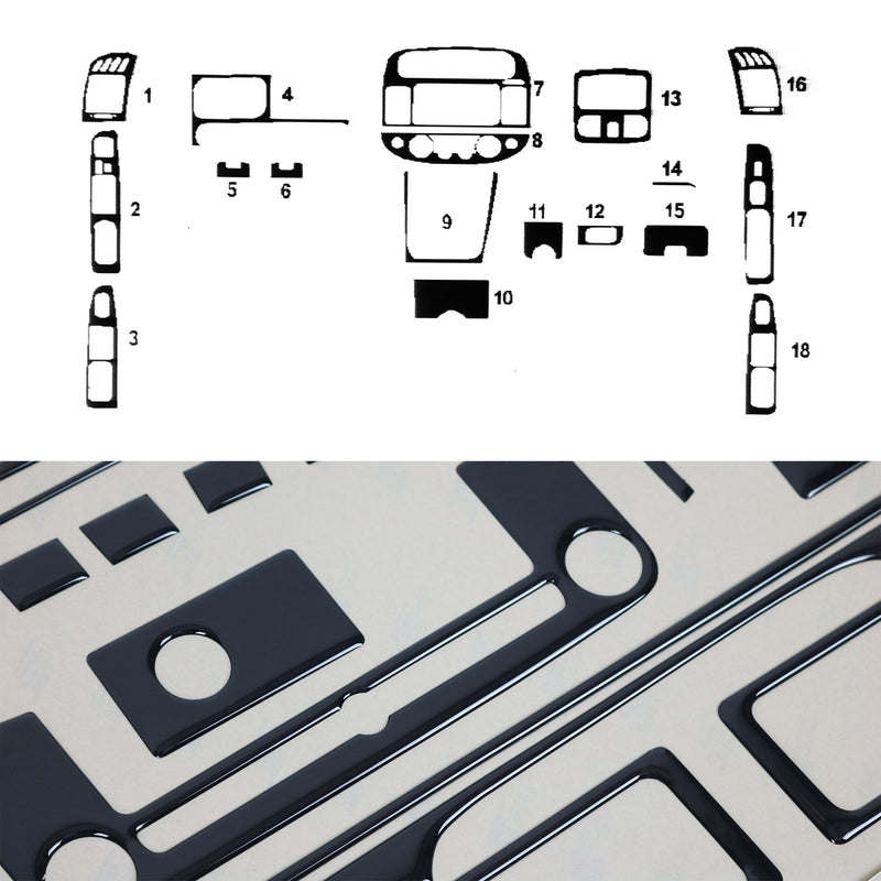 Innenraum Dekor Cockpit für Toyota Camry 2001-2006 Piano Schwarz Optik 18tlg