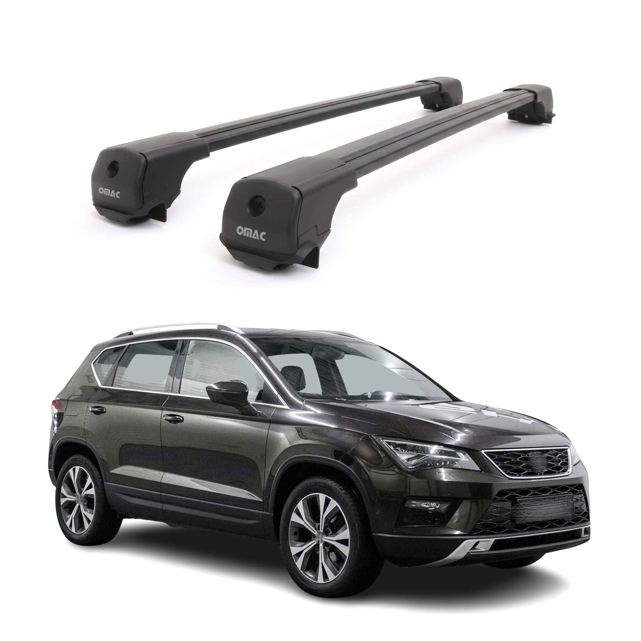 Dachträger Grundträger für Seat Ateca 2016-2026 Aluminium 75kg Schwarz 2tlg
