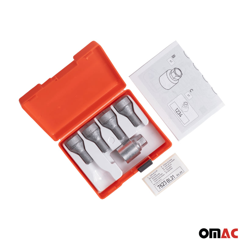 Radschloss Satz für Renault Kadjar/ Talisman/ Twingo/ Zoe ab 2014 Silber M12X1.5