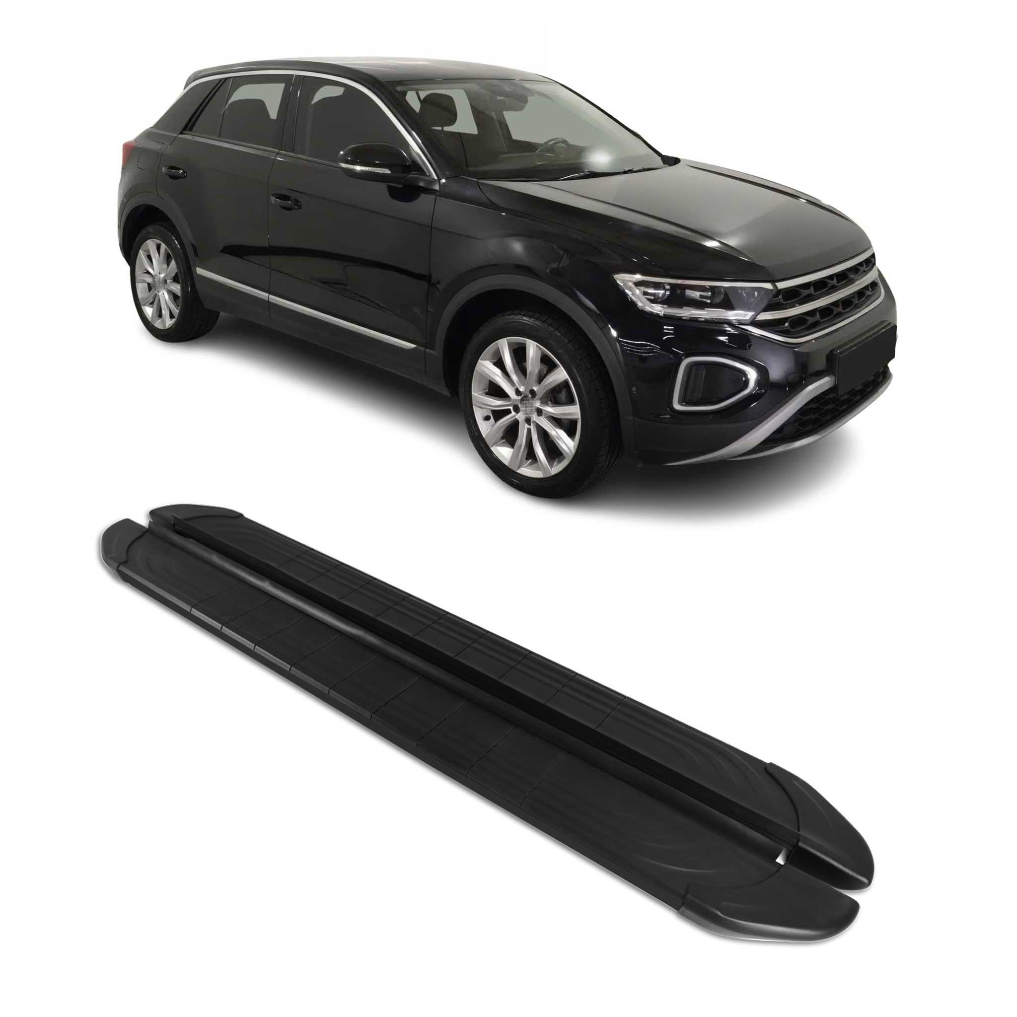 Seitenschweller Trittbretter für VW T-Roc 2017-2025 Schwarz Aluminium 2 tlg