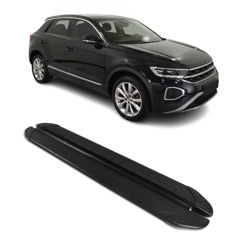 Seitenschweller Trittbretter für VW T-Roc 2017-2025 Schwarz Aluminium 2 tlg