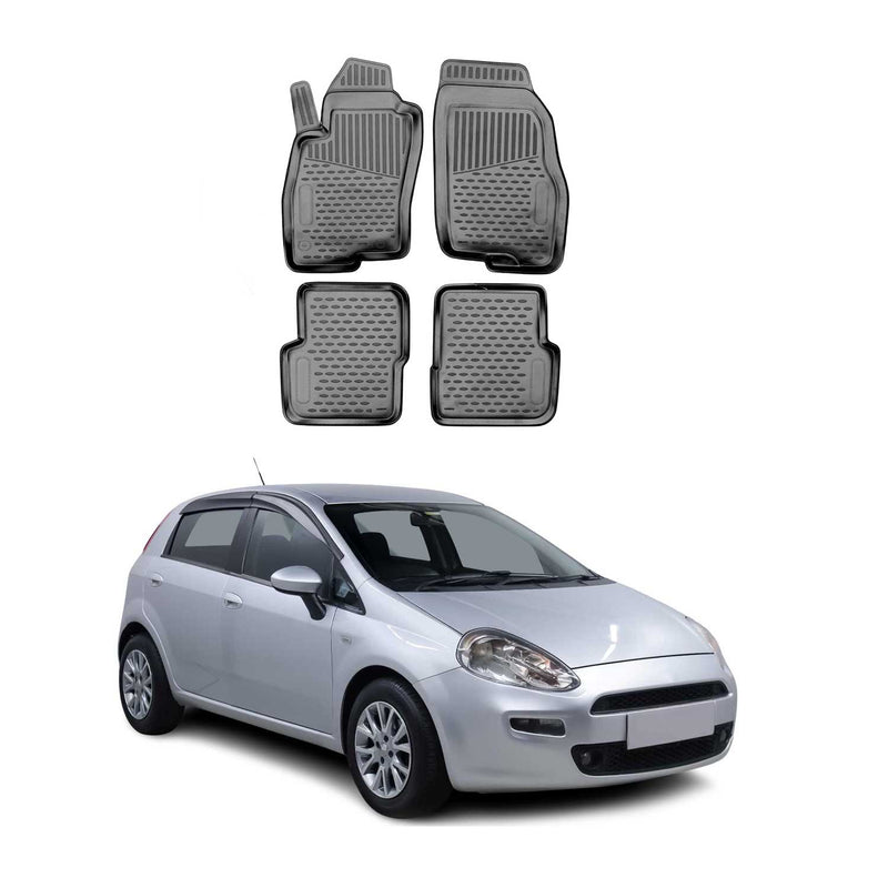 OMAC Gummimatten Fußmatten für Fiat Punto 2012-2018 TPE Automatten Schwarz 4x
