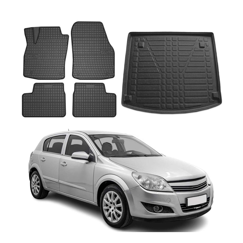 Fußmatten & Kofferraumwanne Set für Opel Astra H Caravan 2005-2010 Gummi TPE 5x