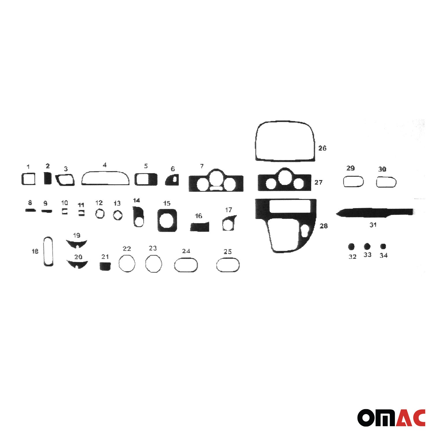 Innenraum Dekor Cockpit für Renault Kangoo 2007-2021 Aluminium Optik 34tlg