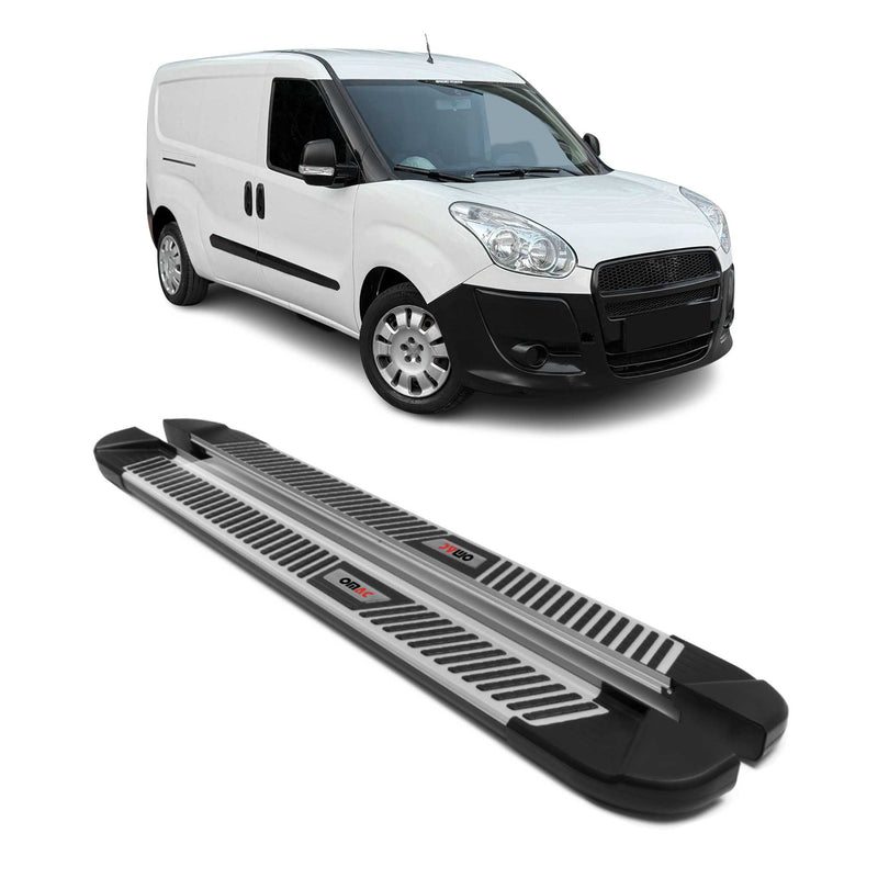 Seitenbretter Trittbretter für Fiat Doblo Maxi 2010-2021 Grau Schwarz Alu