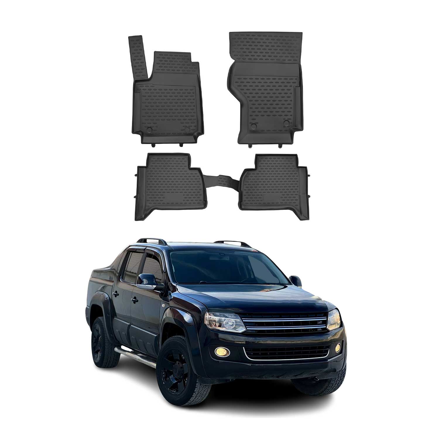 OMAC Gummimatten Fußmatten für VW Amarok 2010-2021 TPE Automatten Schwarz 4x