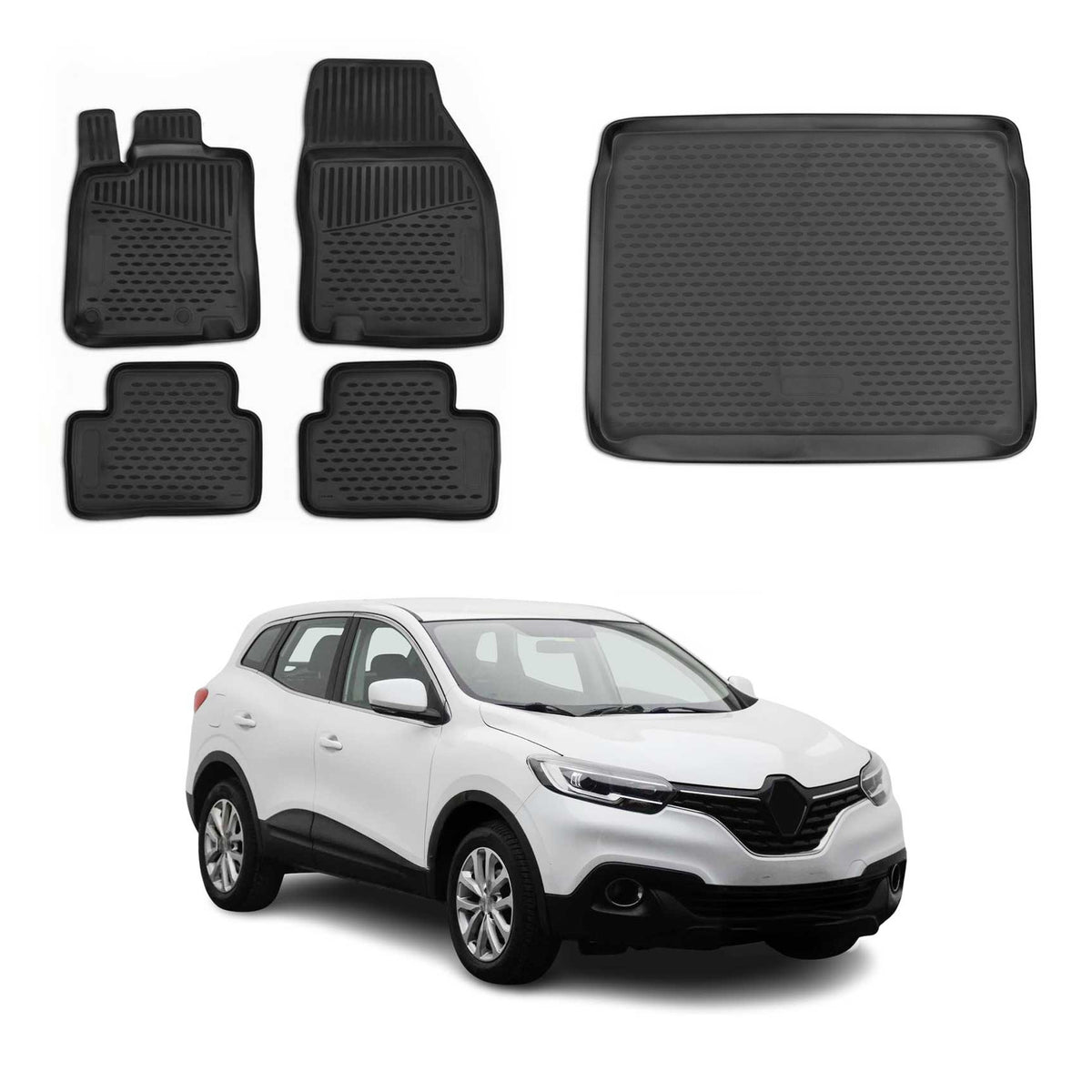 OMAC Fußmatten & Kofferraumwanne Set für Renault Kadjar 2015-2022 obere