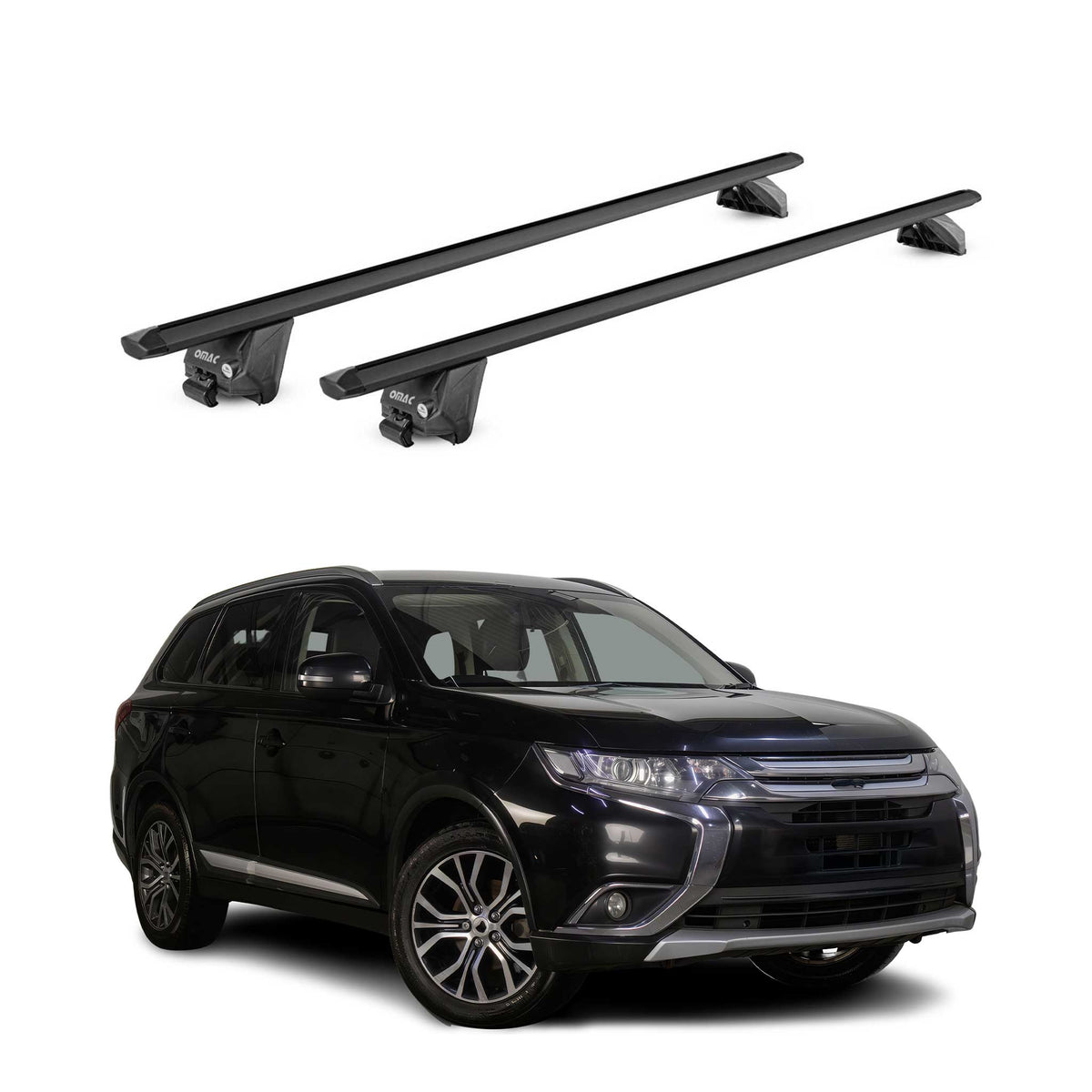 Dachträger für Mitsubishi Outlander III 2013-2021 100kg Alu Schwarz 2 tlg ABE