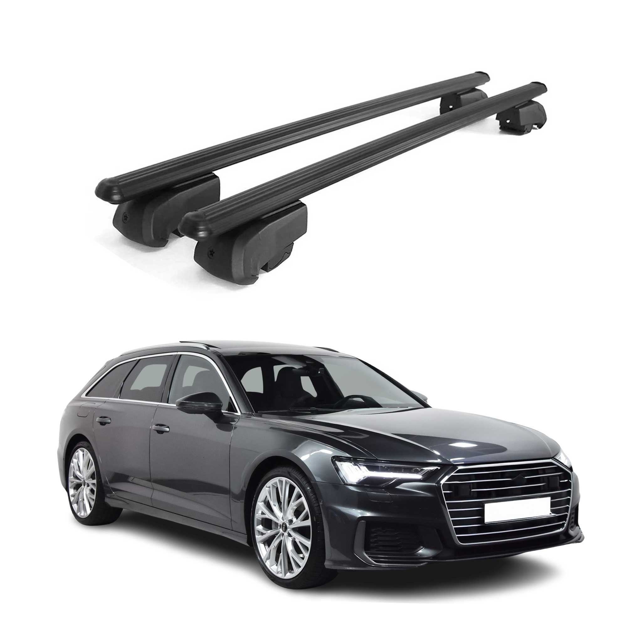 Dachträger Grundtäger für Audi A6 C8 Avant 2018-2025 75kg Alu Schwarz 2 tlg
