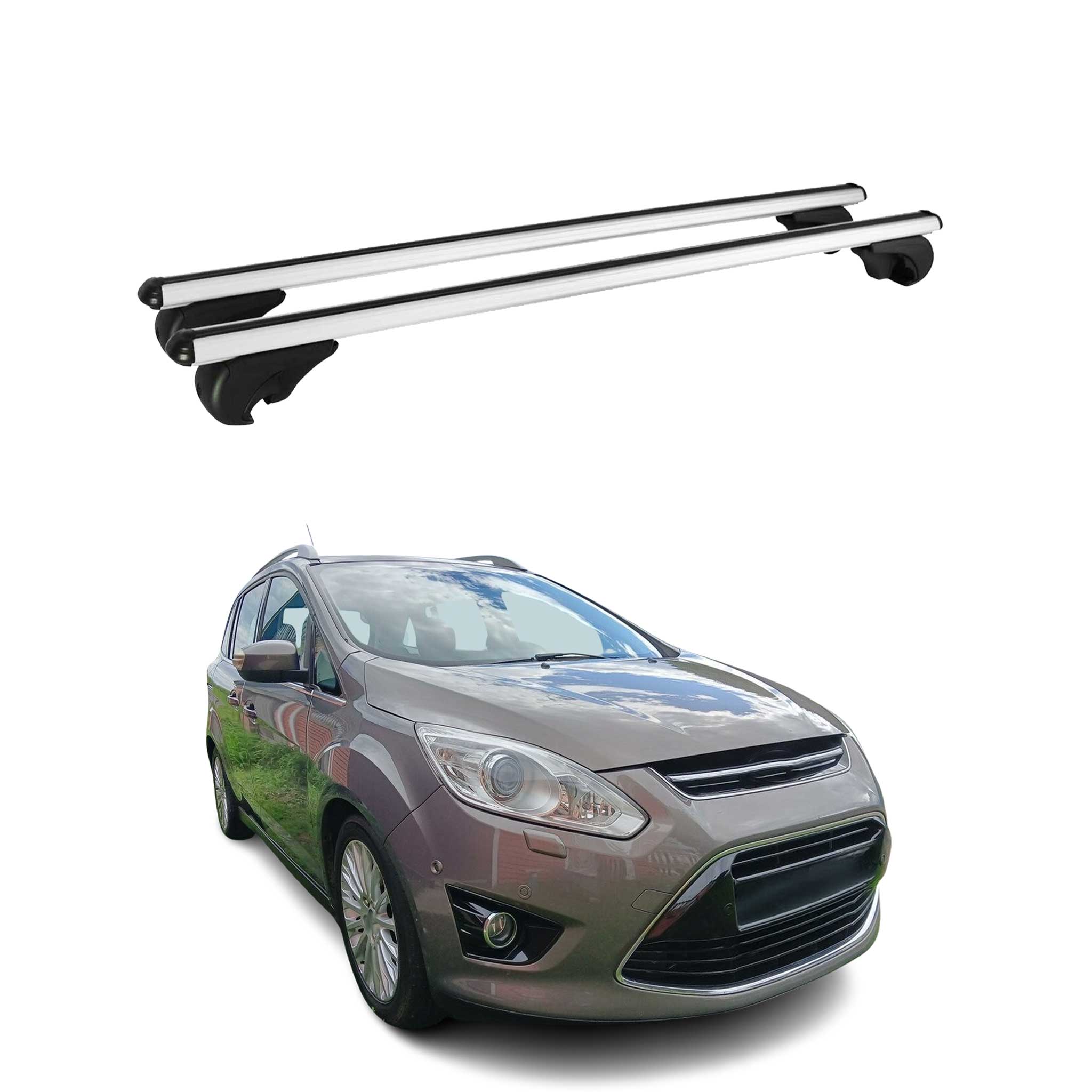 Dachträger Grundtäger für Ford Grand C-Max 2010-2019 75kg Aluminium Silber 2 tlg