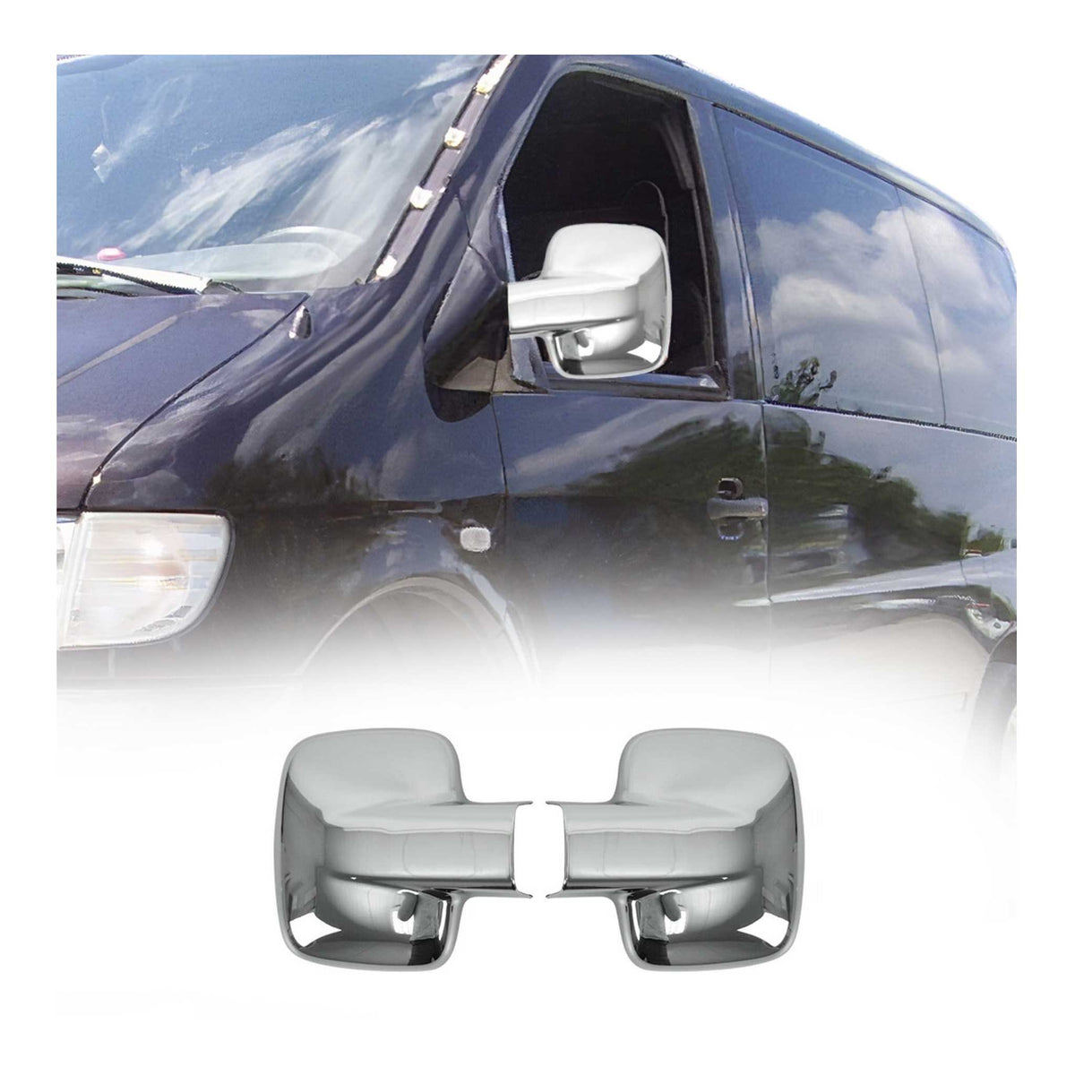 Spiegelkappen Spiegelabdeckung für Mercedes Vito W638 1996-2003 Chrom ABS Silber