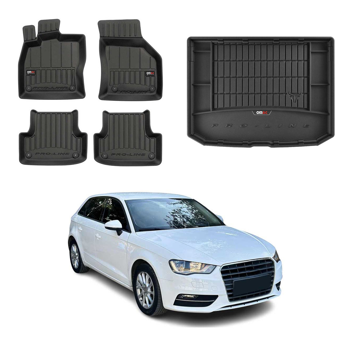 OMAC Fußmatten & Kofferraumwanne Set für Audi A3 8V Sportback 2012-2020