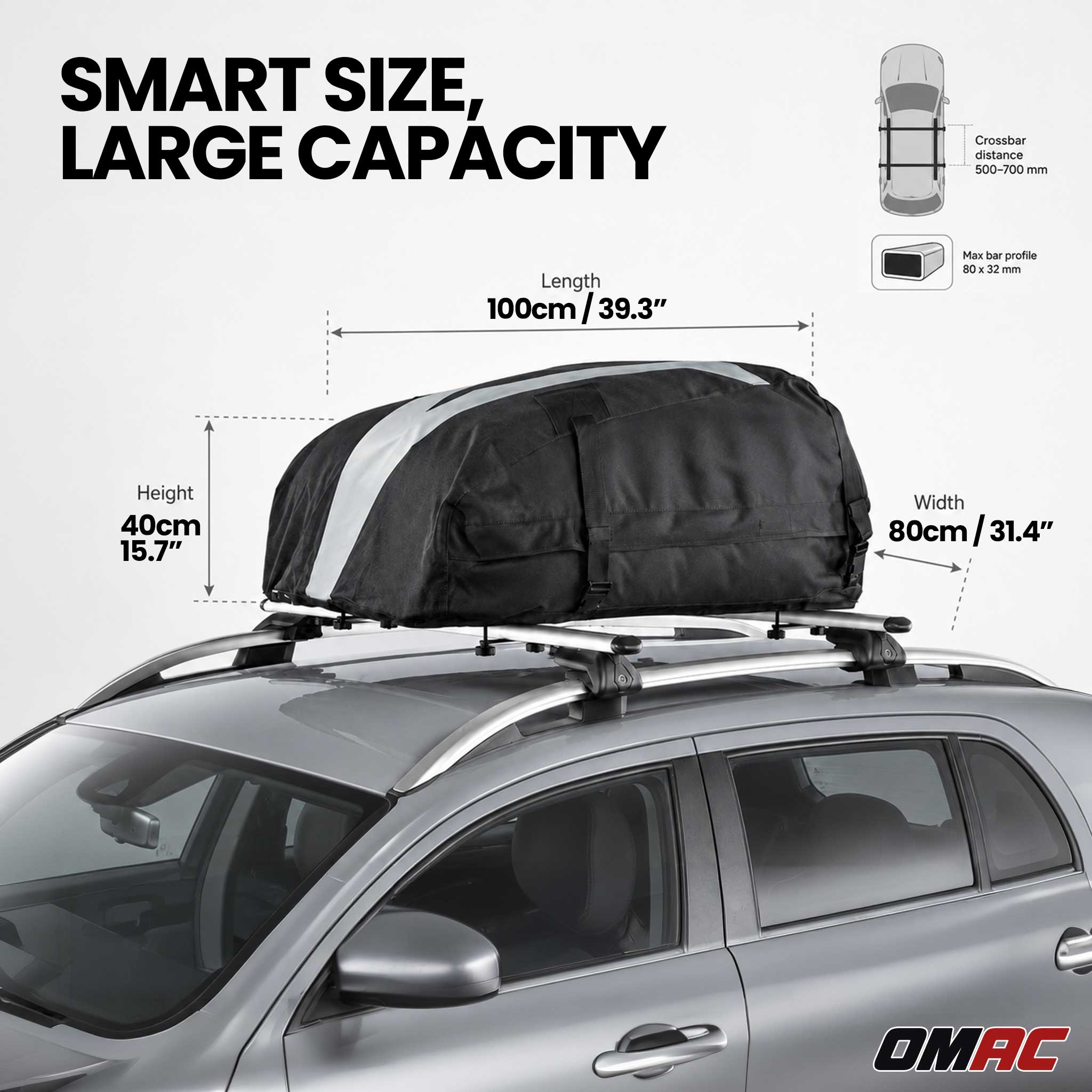 Green Valley Sherpack Auto Dachtasche Dachkoffer 270 L Faltbare Stoff-Dachbox