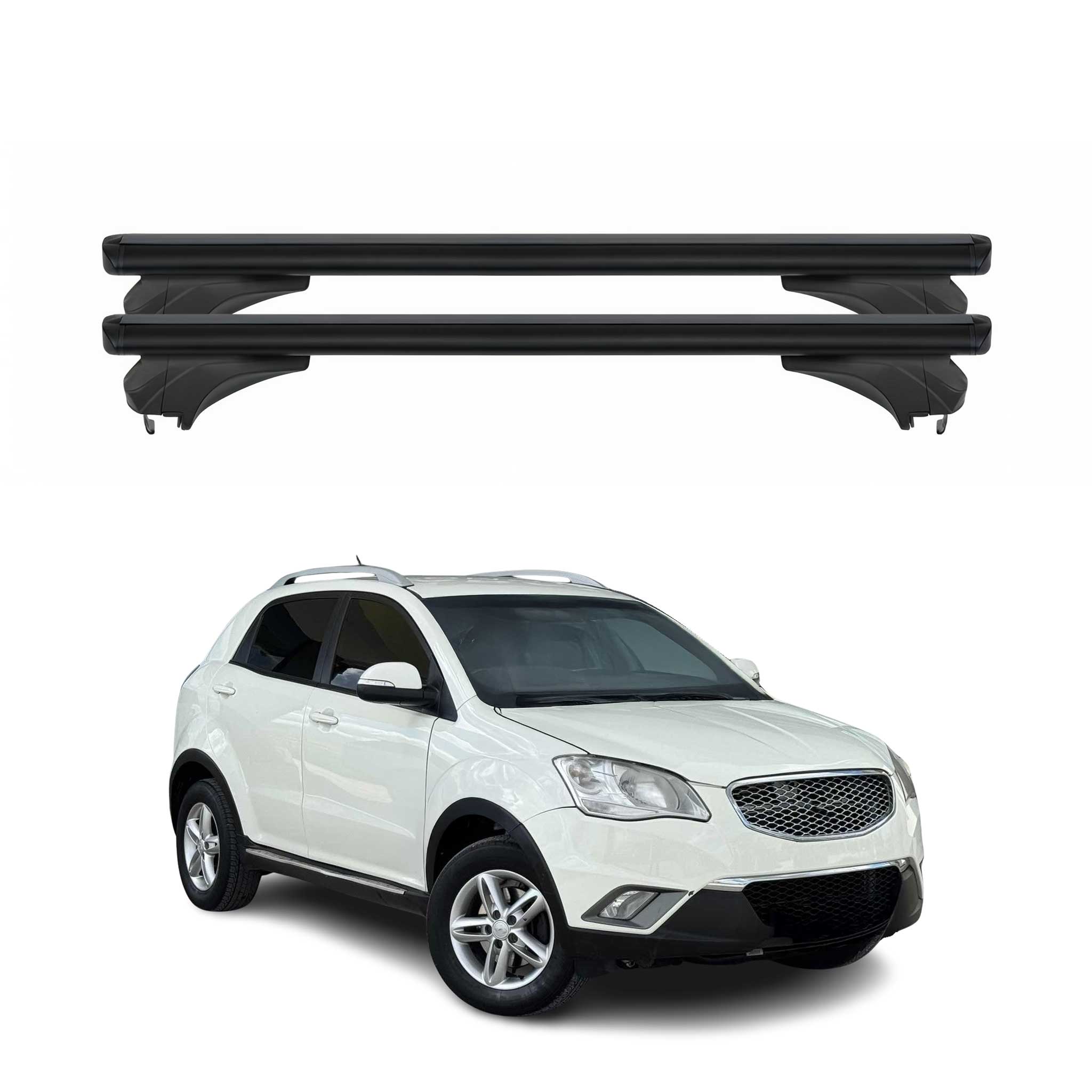 Menabo Dachträger für Ssangyong Korando C200 2010-2019 Aluminium Schwarz 2 tlg