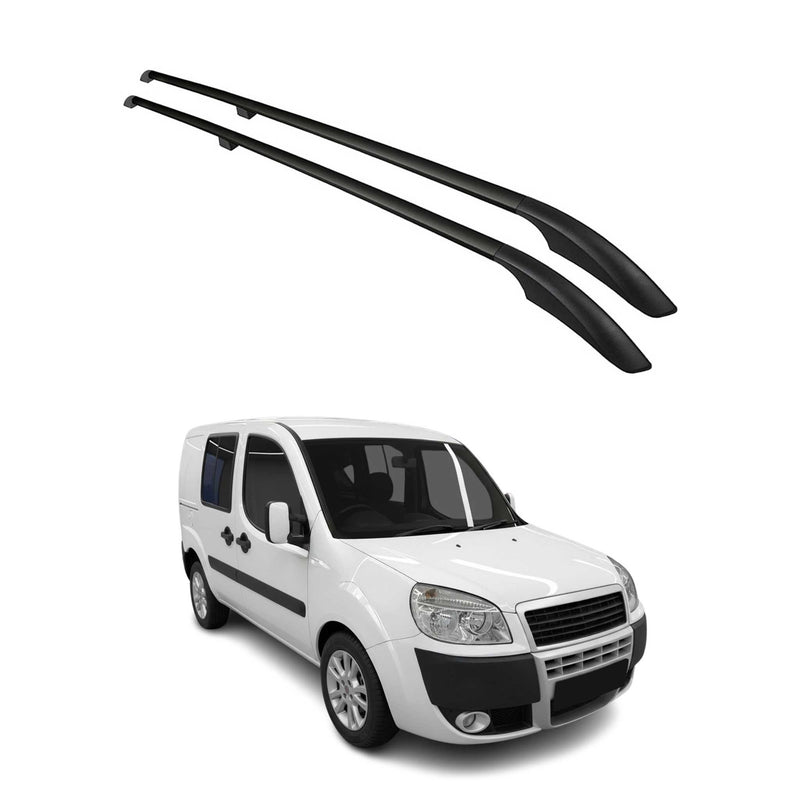 Dachreling Dachgepäckträger für Fiat Doblo 2000-2010 Kurzer RS Alu Schwarz