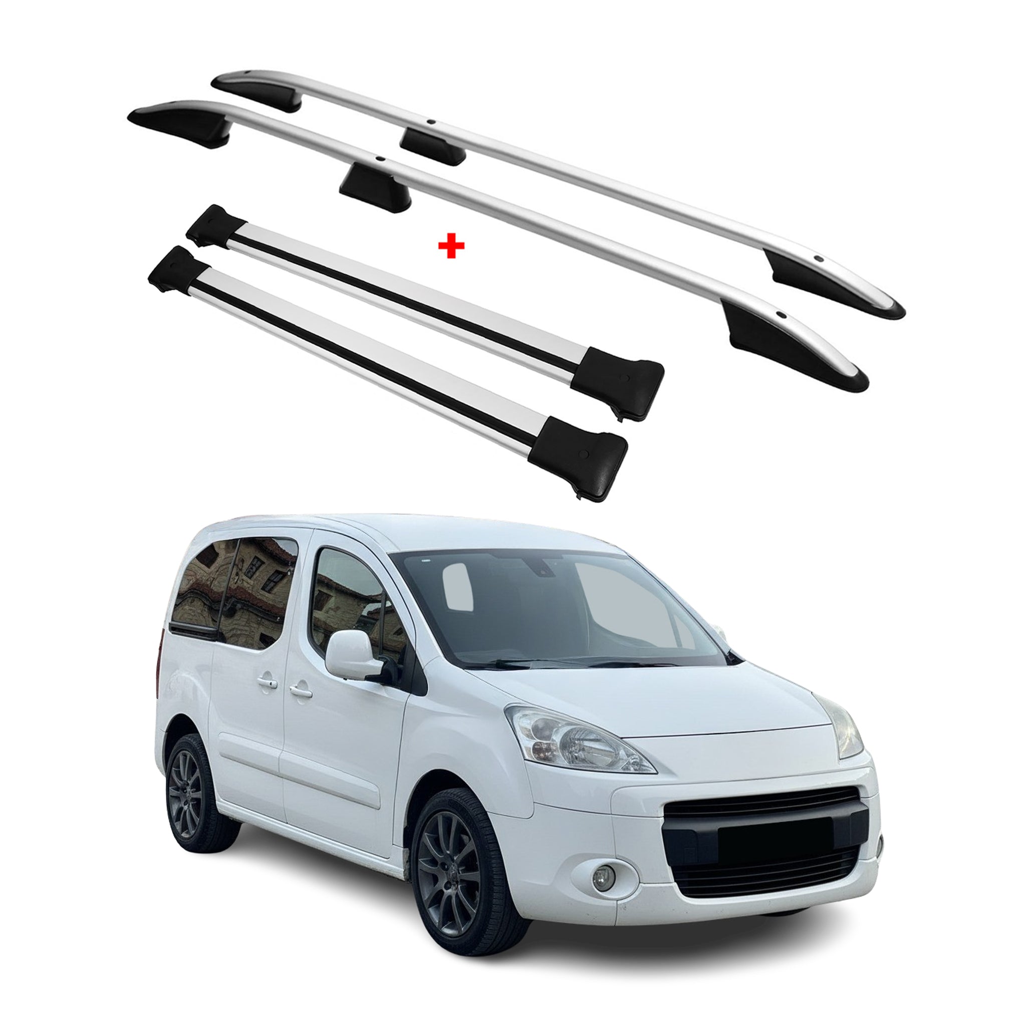 Dachreling&Dachträger Set für Peugeot Partner Tepee L1 2008-18 Alu Grau ABE