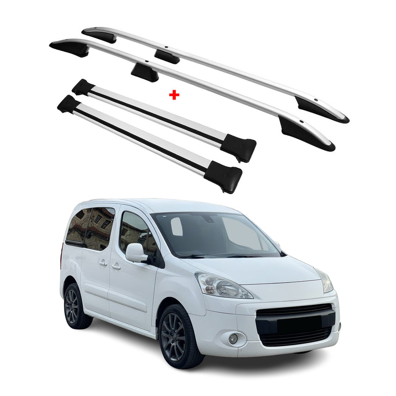 Dachreling&Dachträger Set für Peugeot Partner Tepee L1 2008-18 Alu Grau ABE