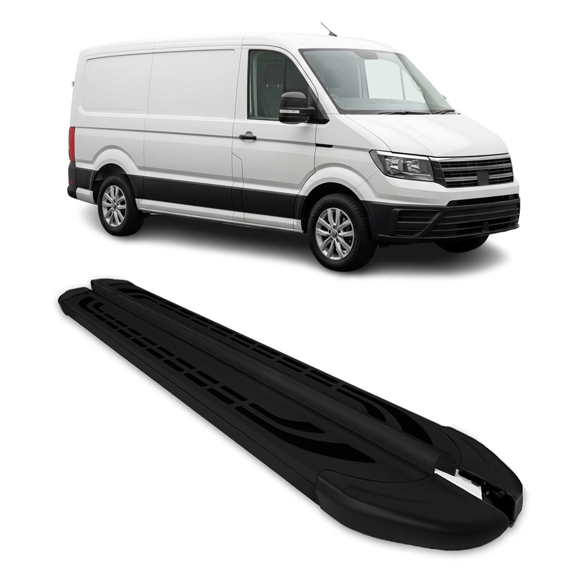 Trittbretter Seitenschweller für VW Crafter 2017-2026 L1 Schwarz Aluminium 2 tlg