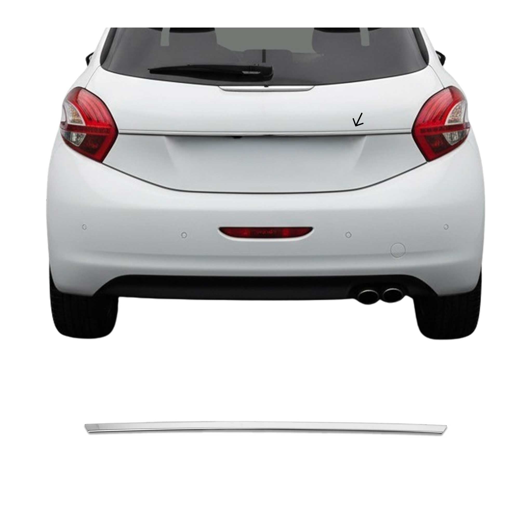 Kofferraumleiste Heckklappe Leiste für Peugeot 208 2012-2019 Edelstahl Chrom