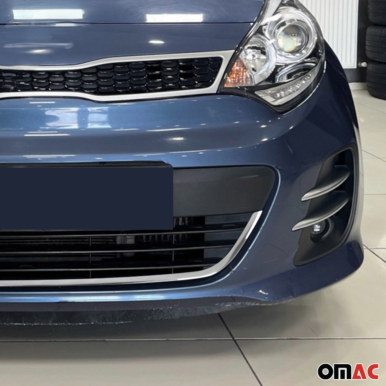 Kühlergrill Leisten Grillleisten für Kia Rio Schrägheck Limo 2011-2017 Chrom