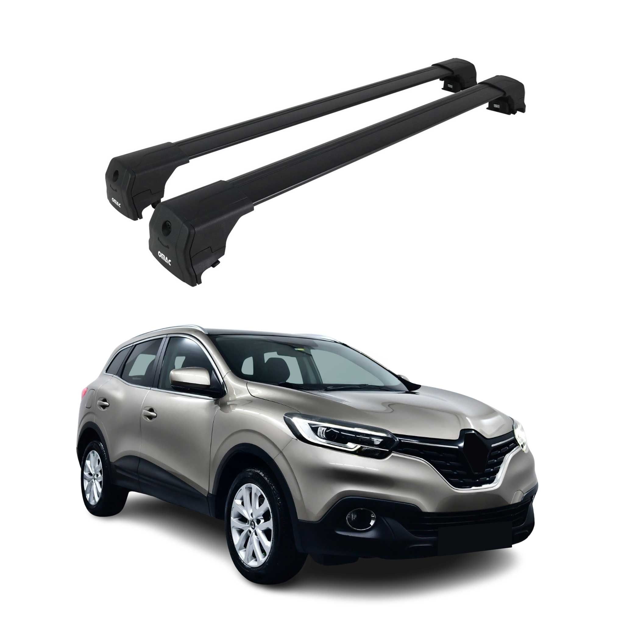 Dachträger Grundtäger für Renault Kadjar 2015-2022 75kg Aluminium Schwarz 2 tlg